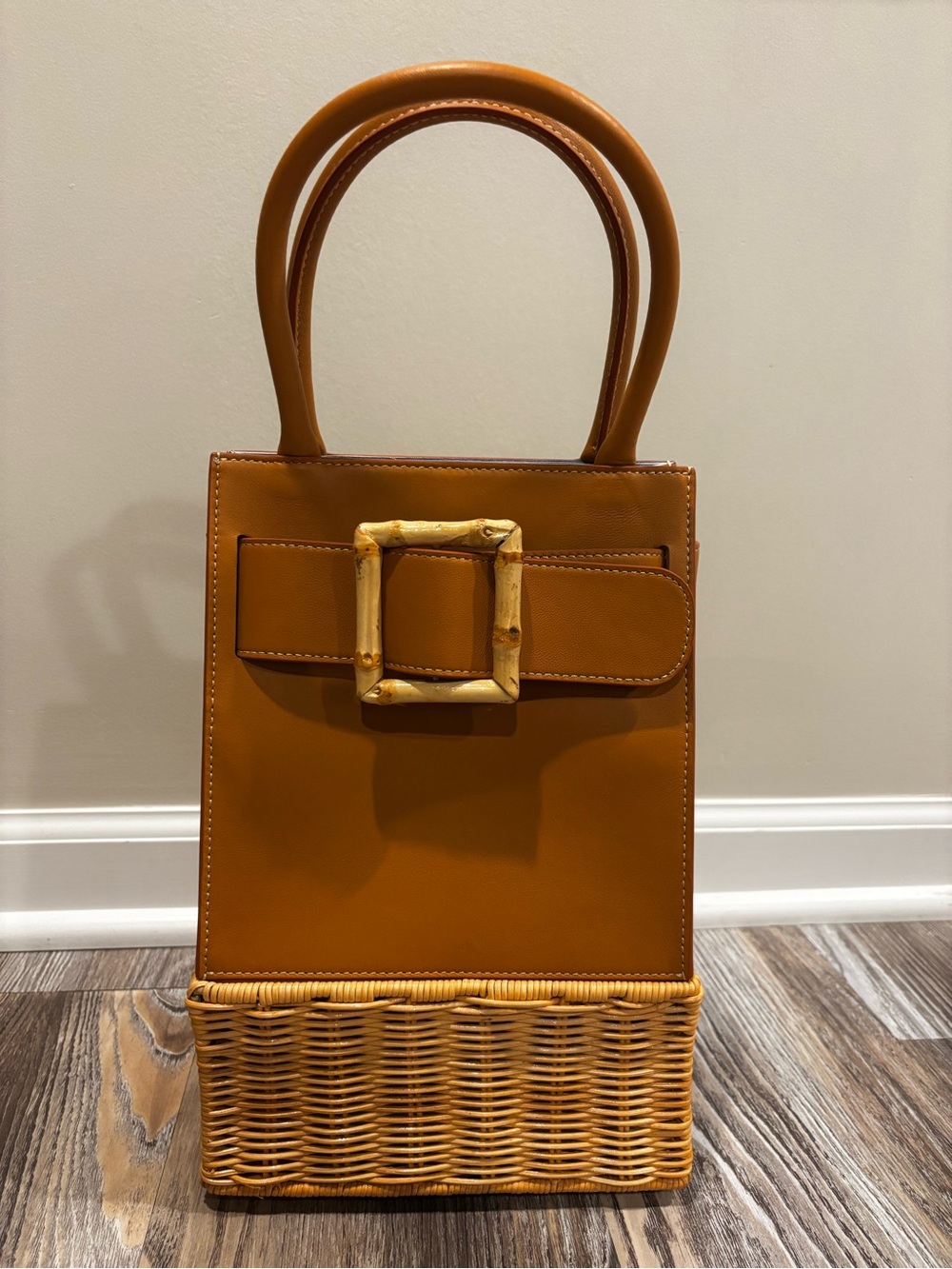 NWOT J.McLaughlin Wicker Avenue Leather Handbag - Picture 1 of 10